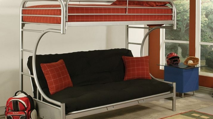 Lit superposé en aluminium pour enfants avec canapé