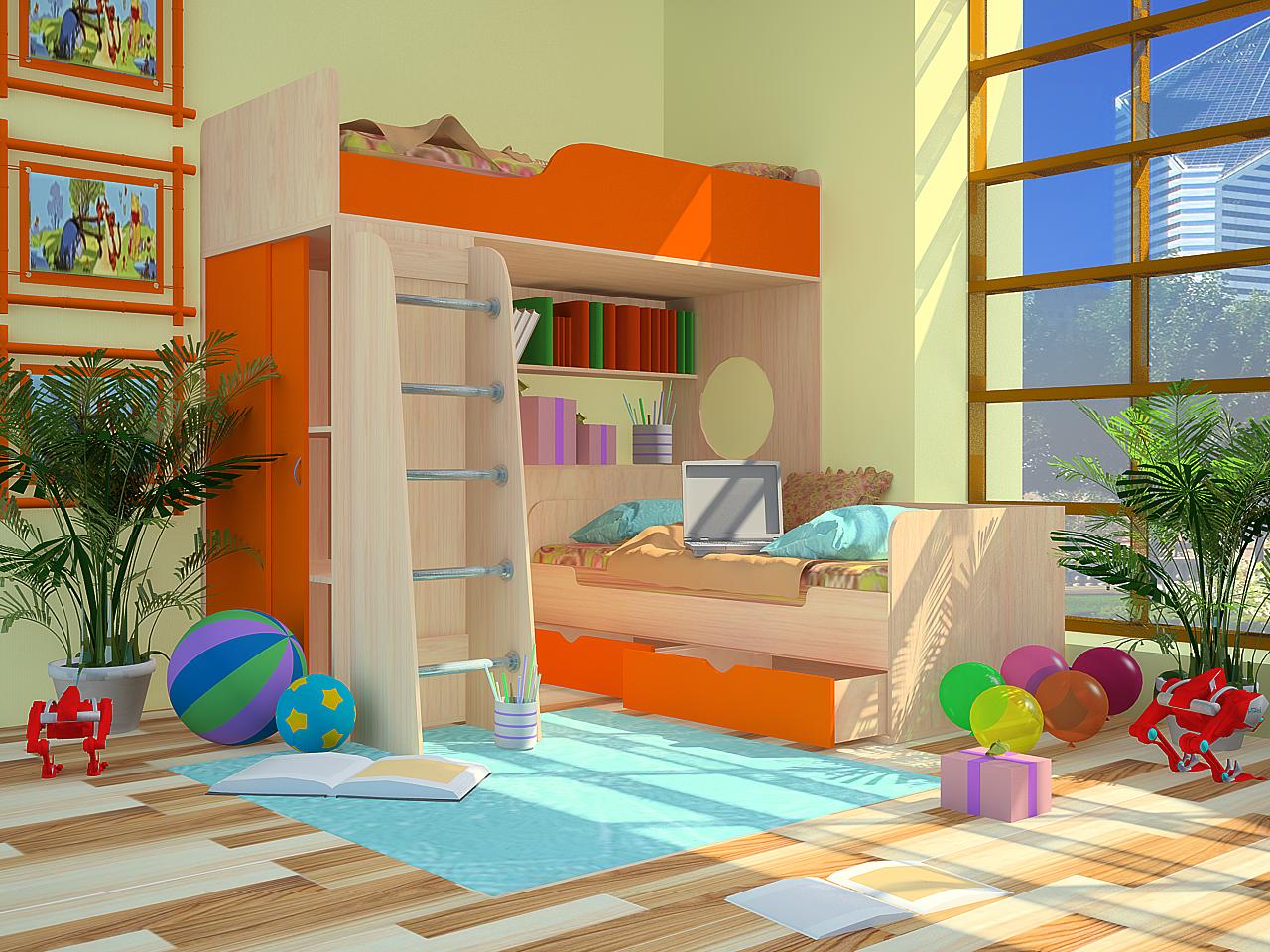 Lit mezzanine enfant deux places