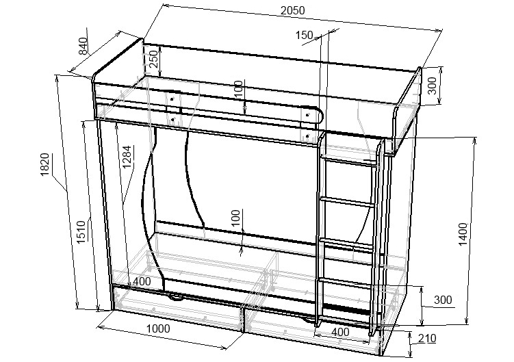 Lit superposé pour filles, tailles