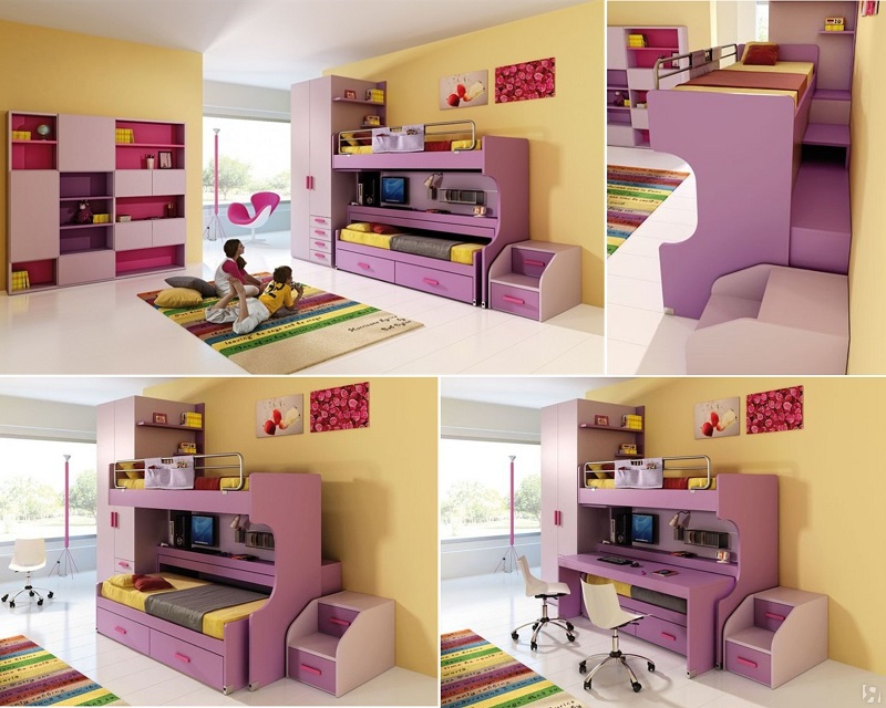 Lit superposé avec bureau