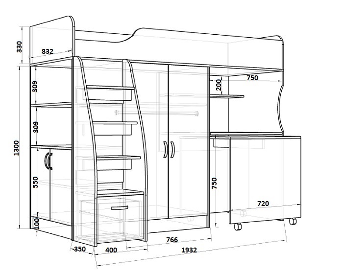 Lit mezzanine pour enfant, dimensions