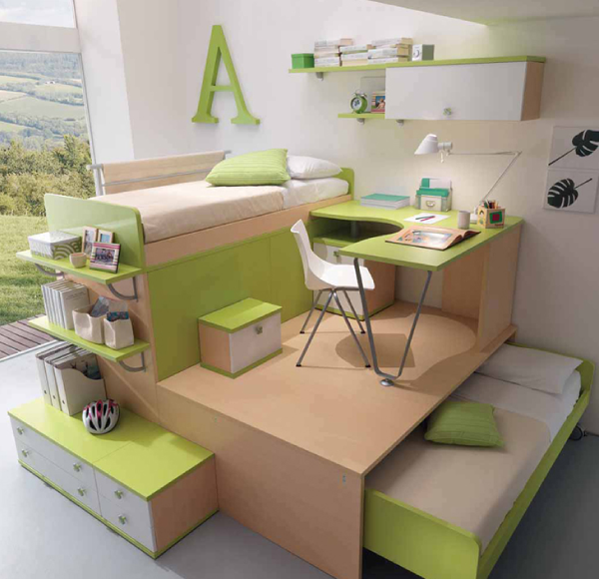 Lit mezzanine sur podium