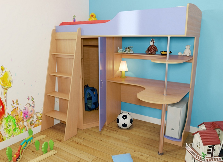 Lit mezzanine avec escalier