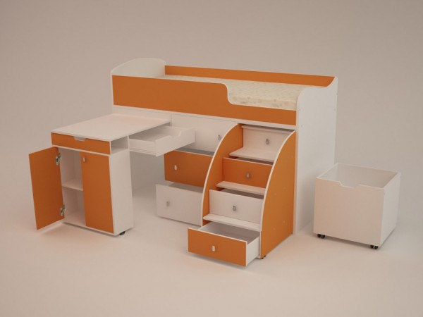 Lit mezzanine avec escalier passerelle