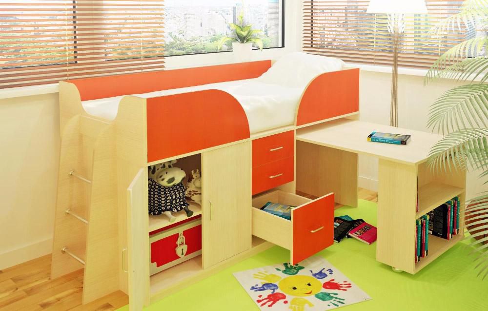 Un lit dans la chambre des enfants