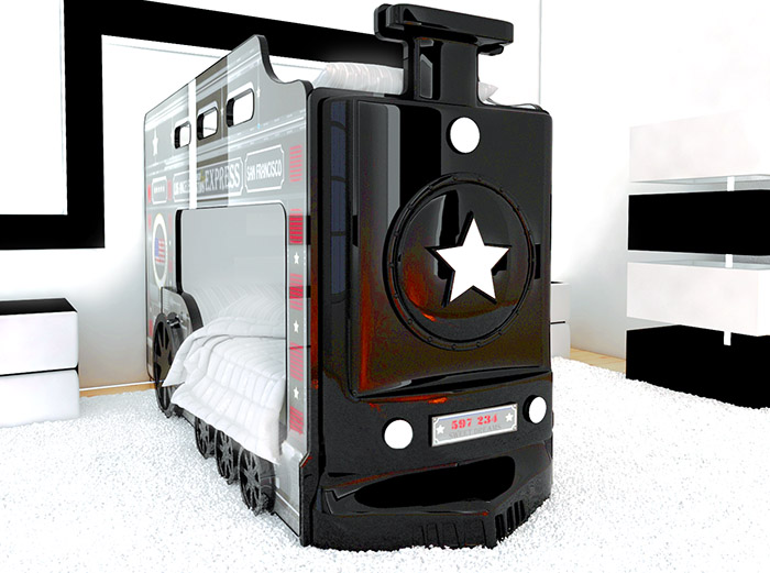 Un lit superposé insolite en forme de train