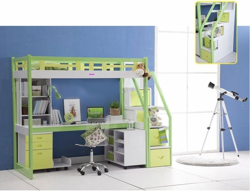 Lit mezzanine moderne pour adolescents avec espace de travail en dessous