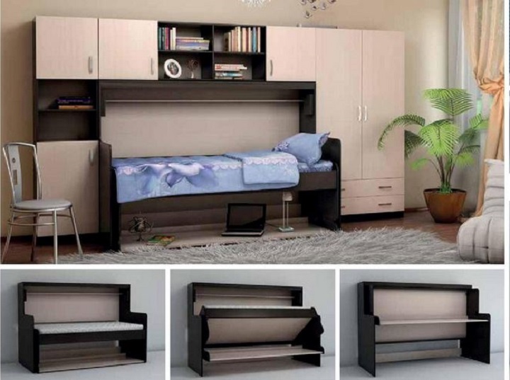 Table armoire lit transformateur trois en un