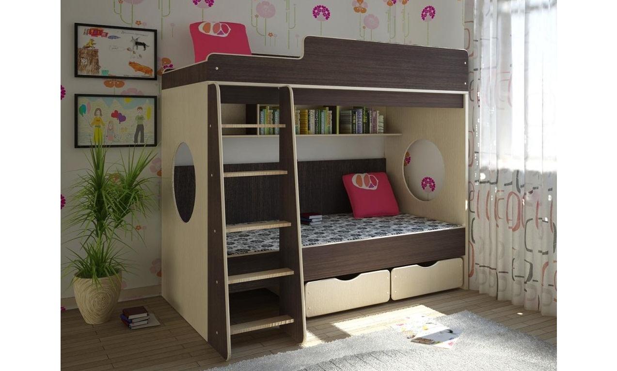 Lit avec étagères de rangement