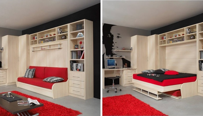 Canapé-lit monté et démonté