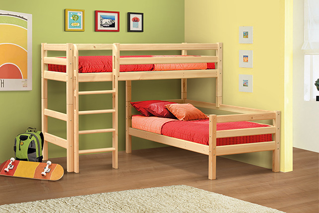 Lit d'angle sur deux étages