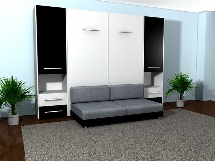 Séjour avec canapé-lit armoire