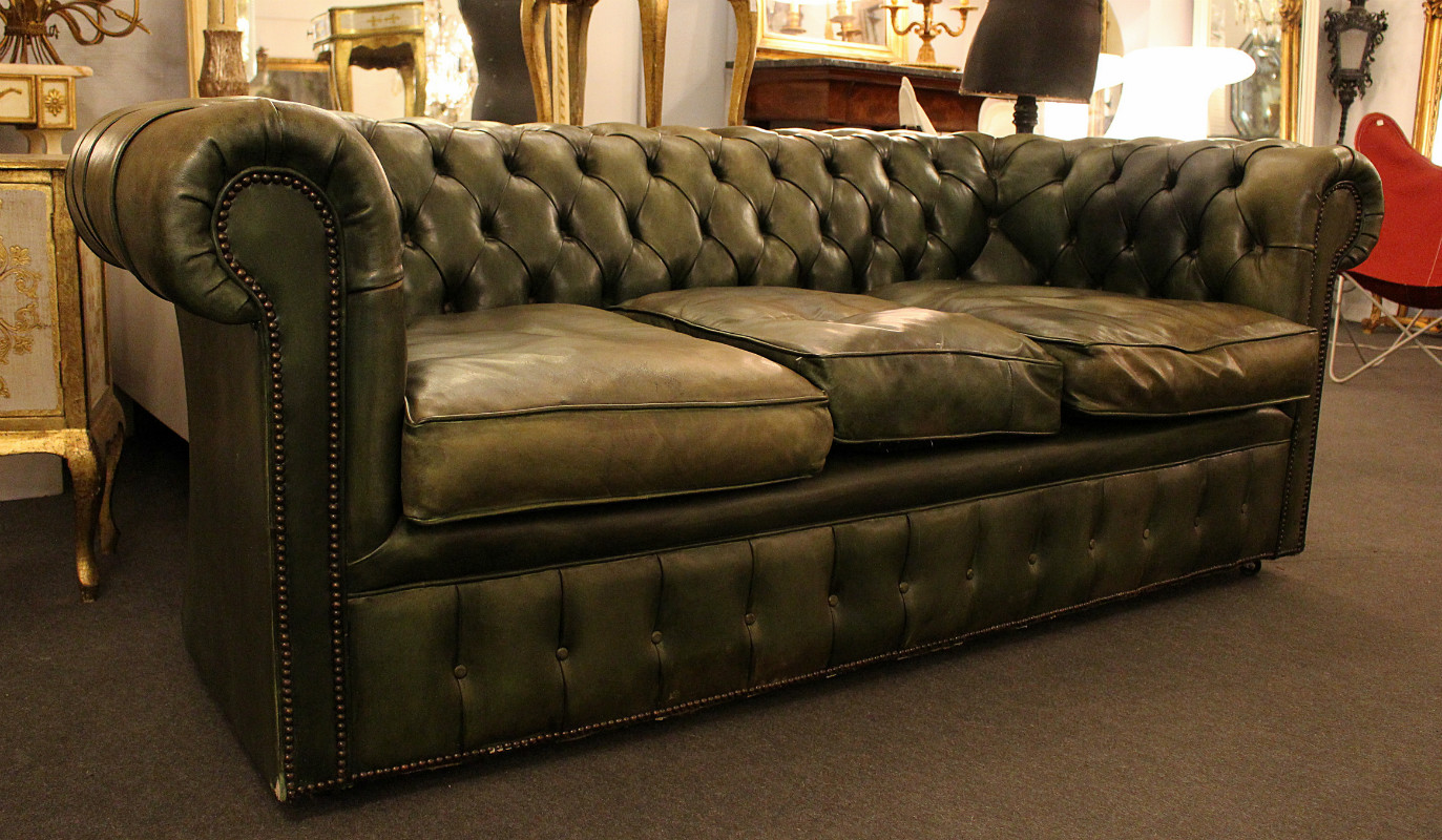 Canapé Chesterfield Antique en Cuir