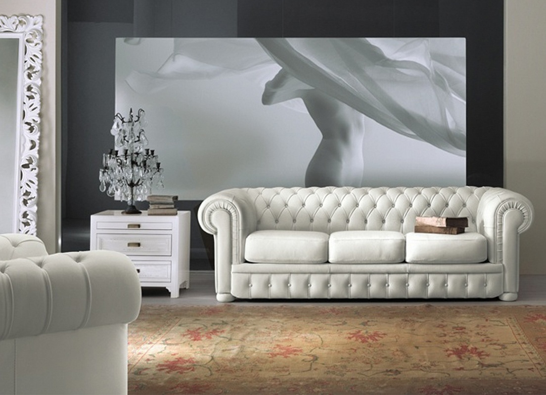 Canapé en cuir blanc