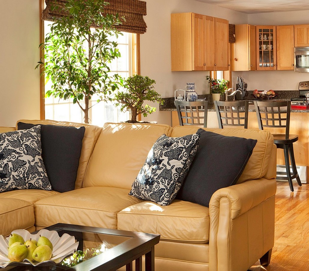 Canapé en cuir beige