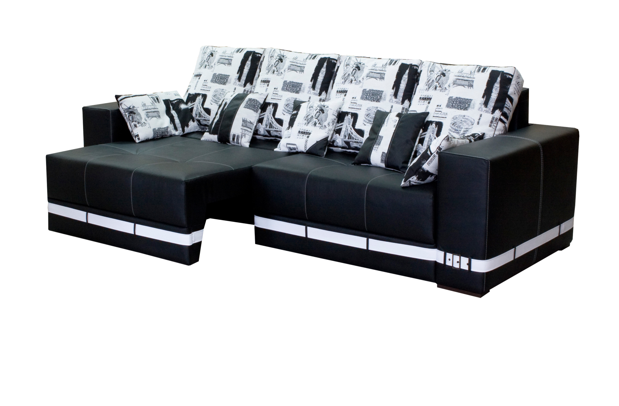 Canapé d'angle noir et blanc