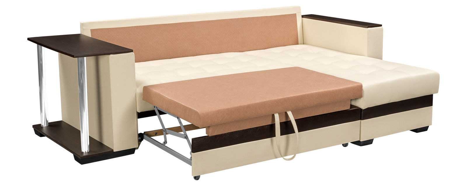 Canapé avec accoudoirs en bois