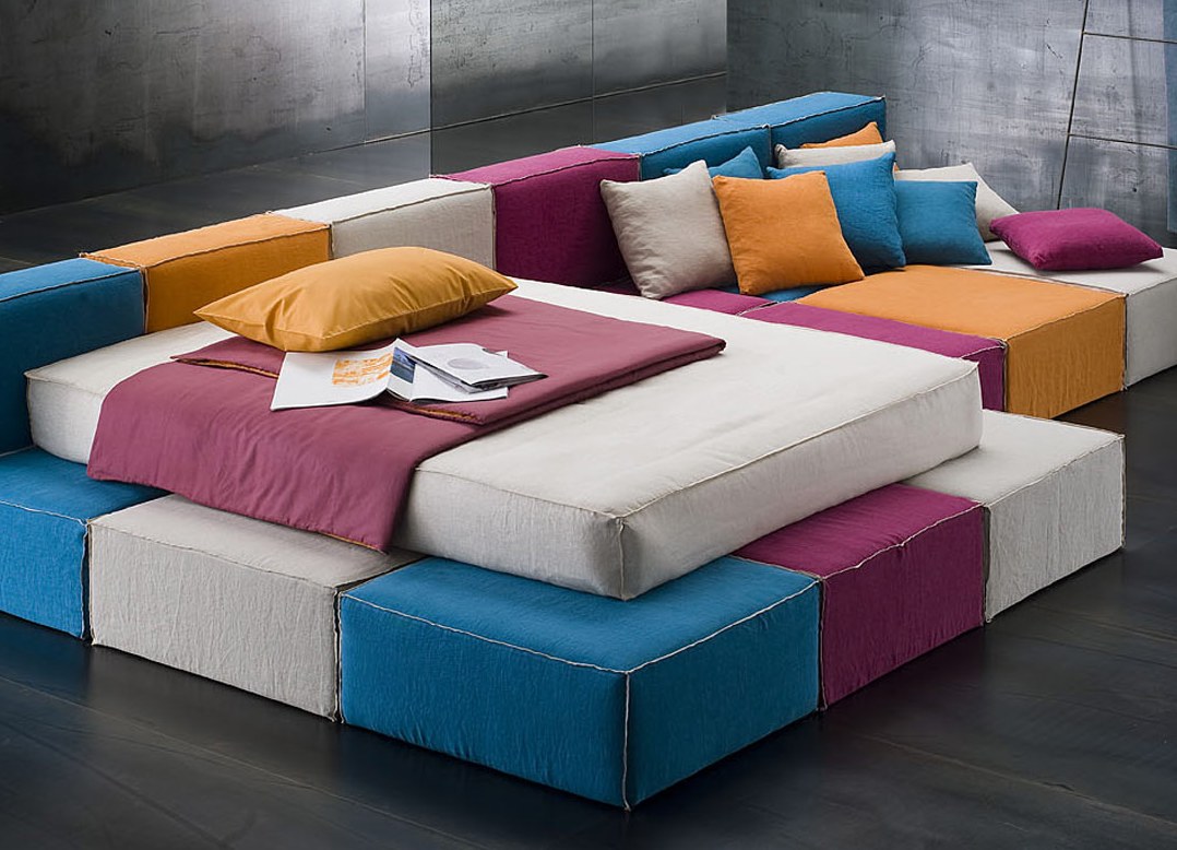 Canapé modulable avec matelas de couchage