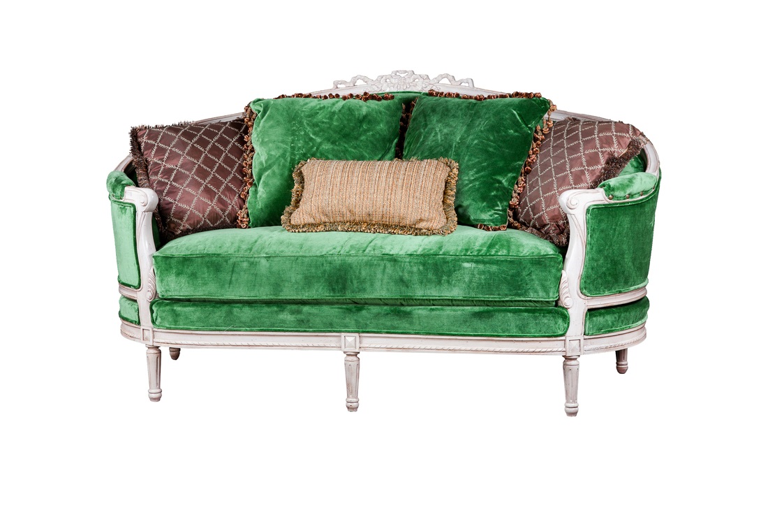 Mini canapé en daim vert