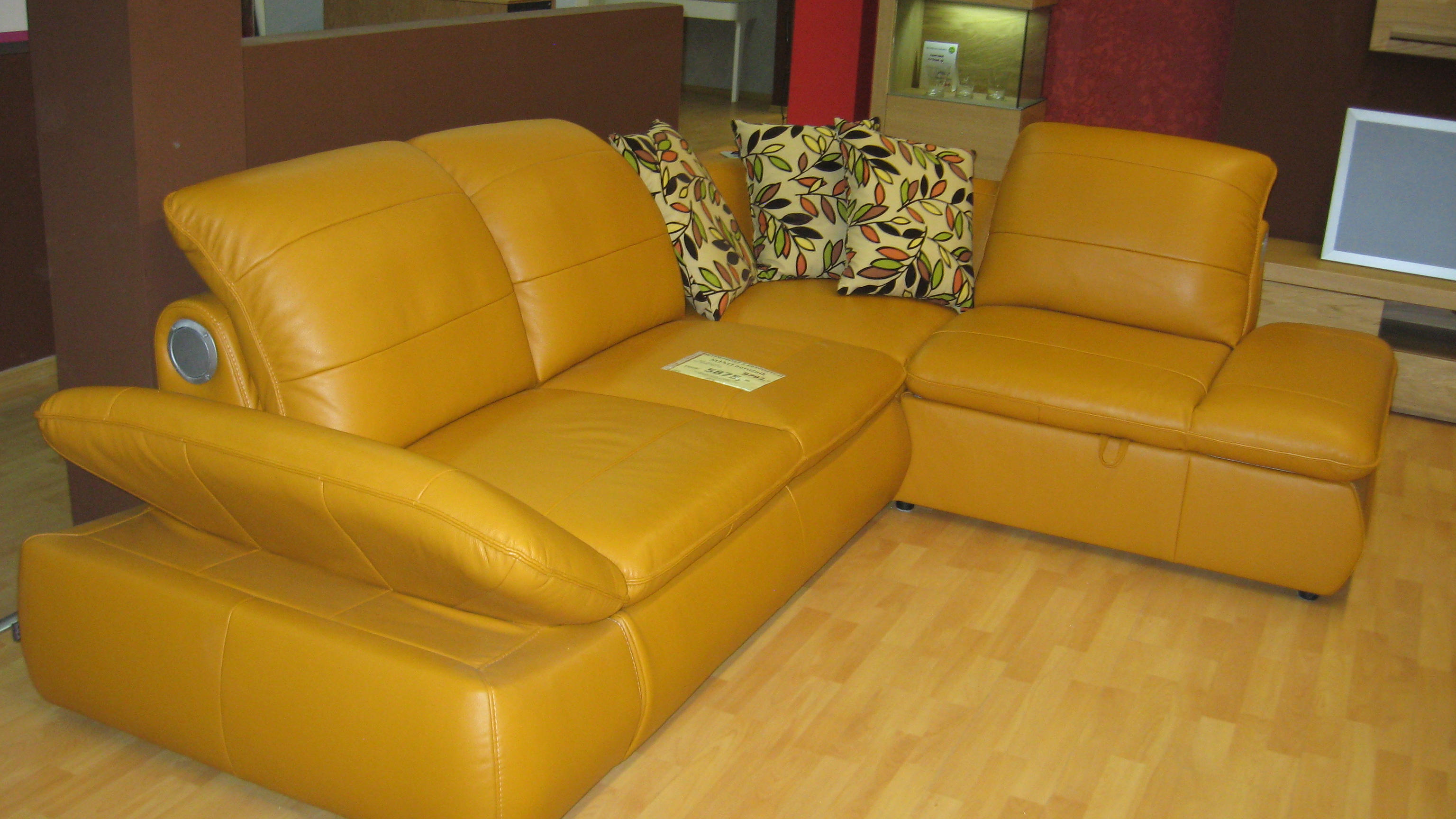 Canapé d'angle en cuir avec système audio