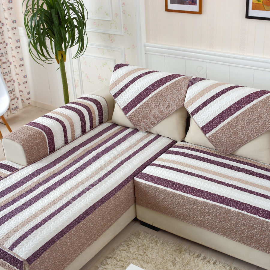 Housse de canapé d'angle rayée