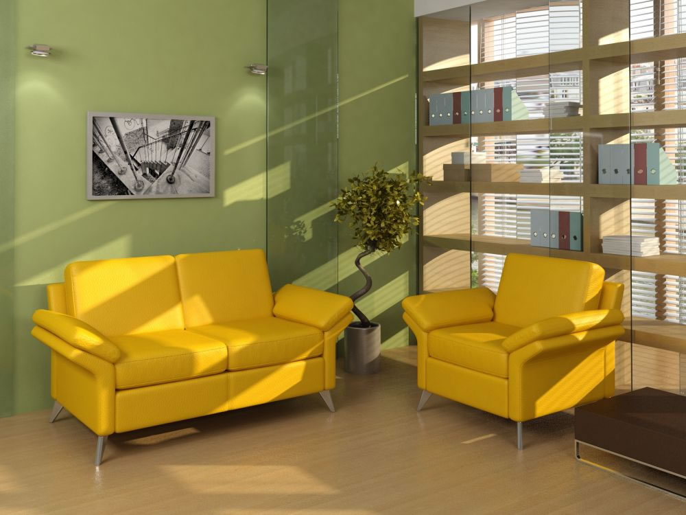 Canapé décoré en jaune