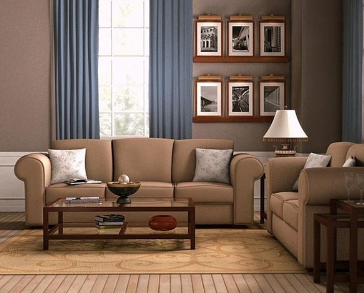 Canapé droit marron