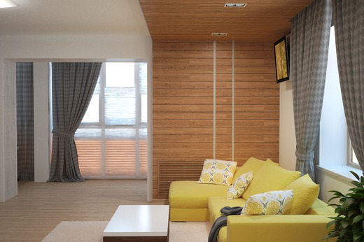 Canapé jaune dans le salon