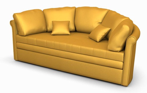 Canapé réalisé en jaune avec des nuances dorées