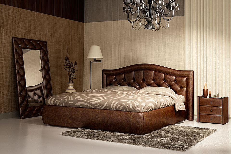 Lit de luxe cher en marron