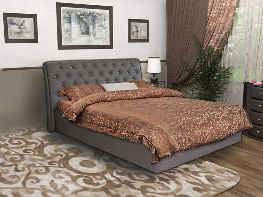 Lit double avec tête de lit moelleuse