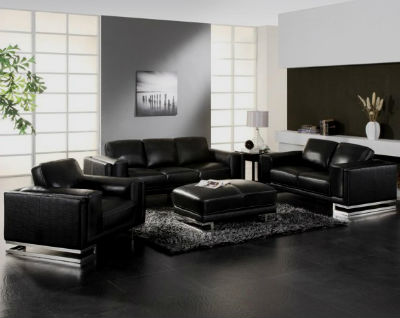 Canapé en cuir noir ton agréable