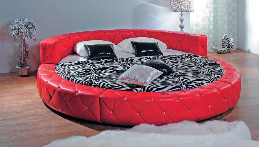 Lit rond en cuir