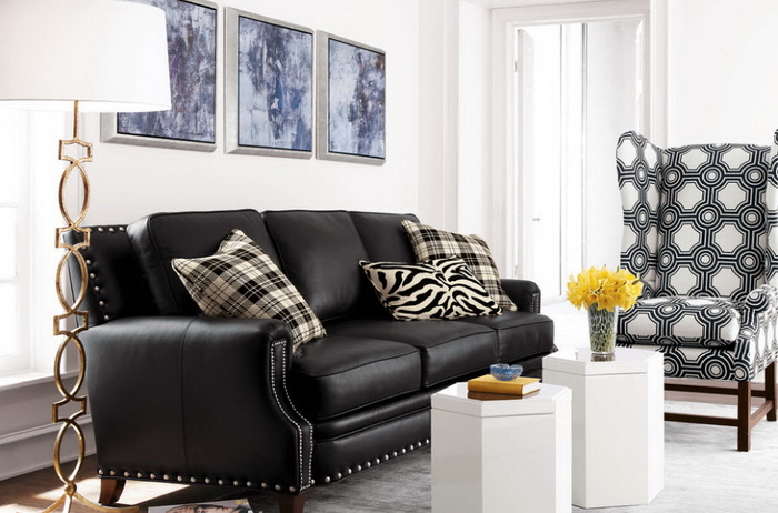 Canapé noir doux pour l'amélioration de l'habitat