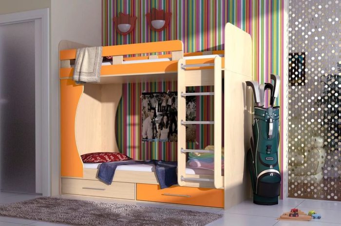 Lit superposé orange