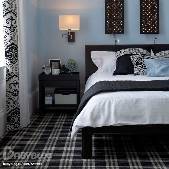 Belle conception de chambre à coucher avec lit noir