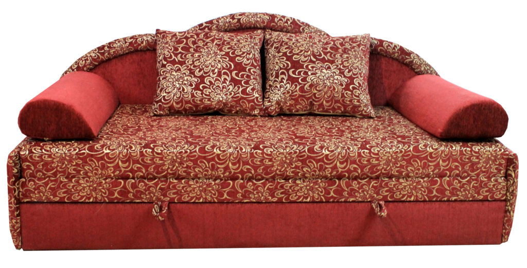 Canapé droit de couleur bordeaux