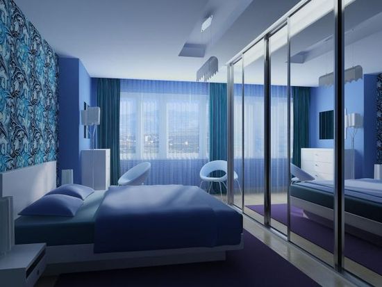 Lit bleu pour chambre