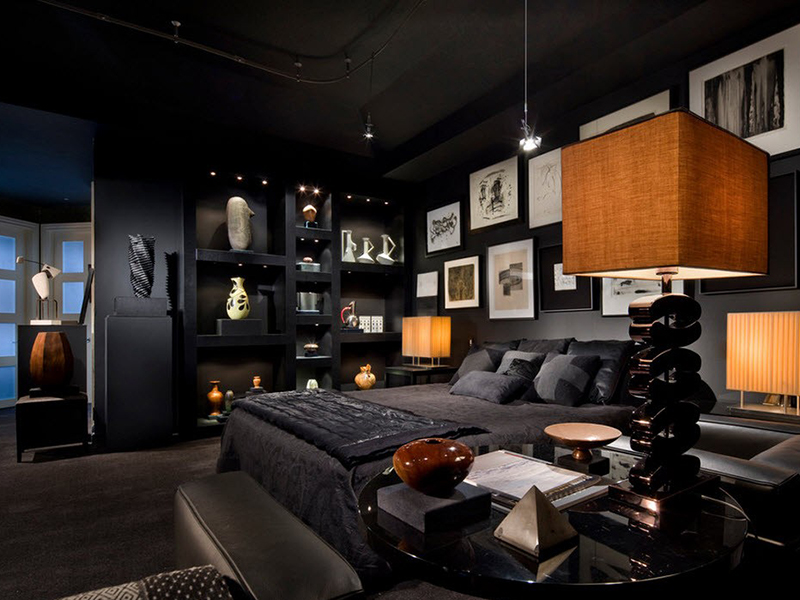 Un lit sombre fait en noir