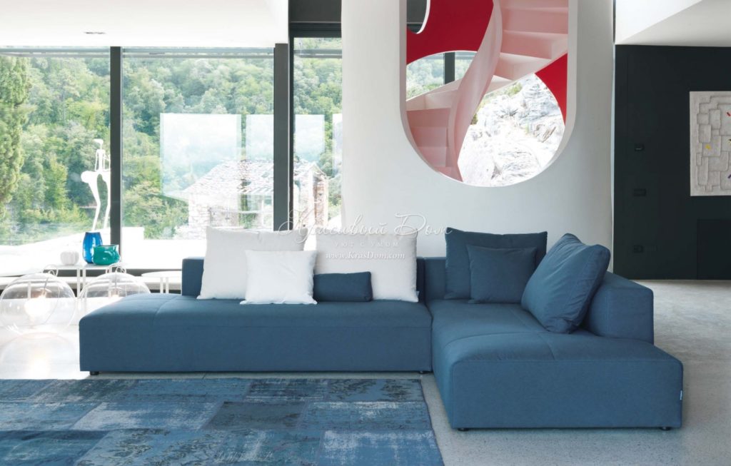 Canapé d'angle bleu clair