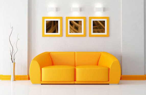 Canapé jaune vif pour l'amélioration de l'habitat