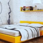 Lit jaune à l'intérieur de style loft
